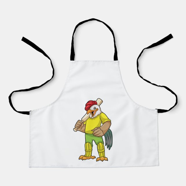 Rooster as Batsman with Cricket bat Apron (Front)