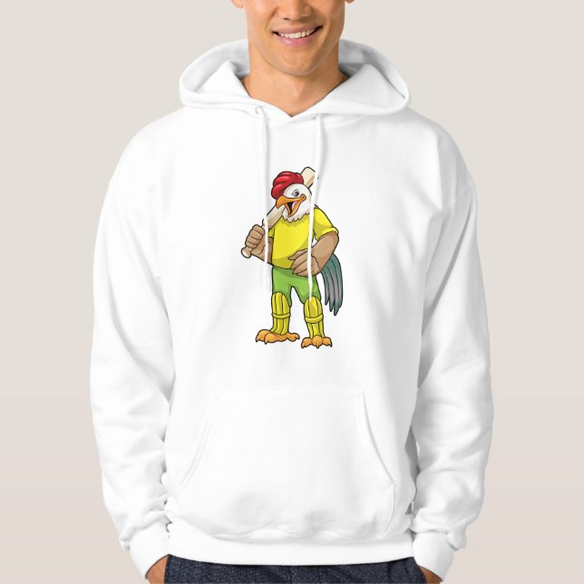 Rooster as Batsman with Cricket bat Hoodie (Front)