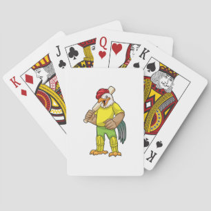 Rooster as Batsman with Cricket bat Playing Cards
