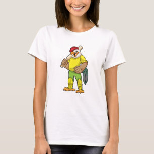 Rooster as Batsman with Cricket bat T-Shirt