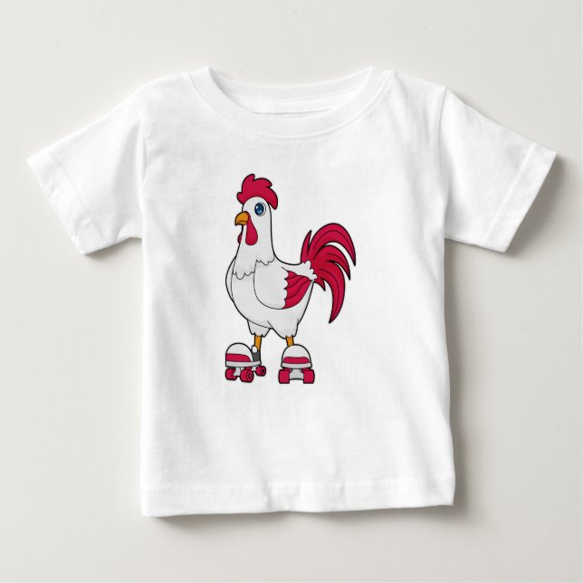 Rooster at Inline skating with Roller skates Baby T-Shirt (Front)
