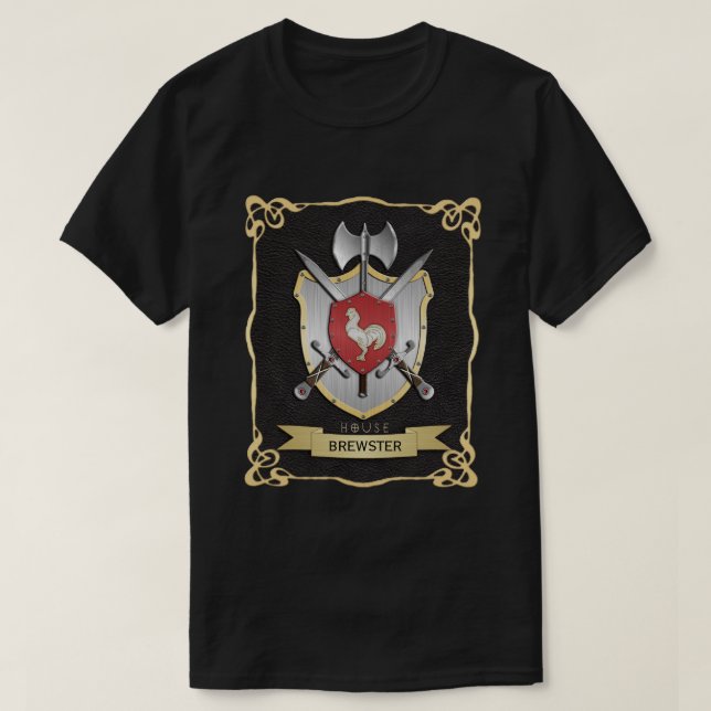 Rooster Battle Crest Sigil Black T-Shirt (Design Front)