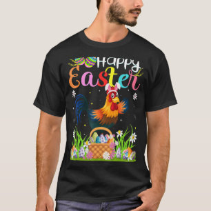 Rooster Bird Bunny Egg Hunting Rooster Happy East T-Shirt