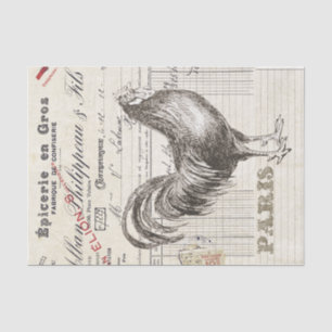 Rooster Bird French Receipt Farmhouse Decoupage  Tissue Paper
