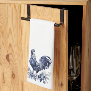 "Rooster" Blue Willow Style Tea Towel
