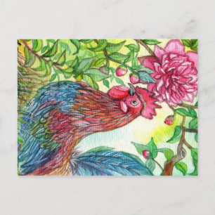 Rooster By Peony Postcard