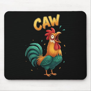 Rooster Caw Funny Chicken Illustration Farm Animal Mouse Pad