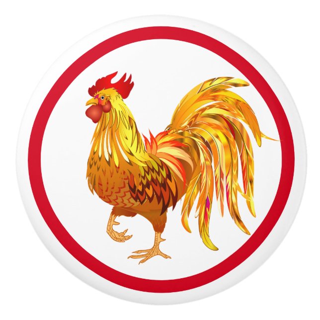 Rooster Ceramic Cabinet Knob (Front)