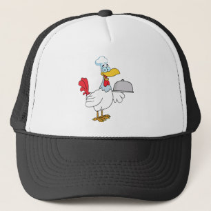 Rooster Chef Serving Food In A Sliver Platter Trucker Hat