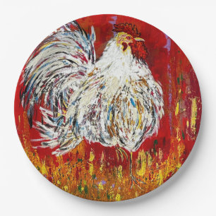 Rooster  Chicken 9 inch paper plates set