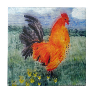 Rooster Chicken Art Ceramic Tile