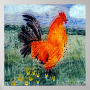 Rooster Chicken Art Poster