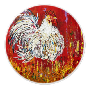 Rooster Chicken Ceramic Knob Pull