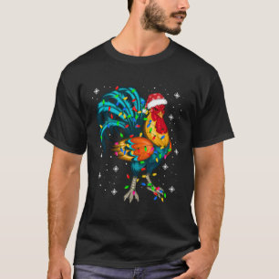 Rooster Chicken Christmas Tree Santa Hat Funny Xma T-Shirt