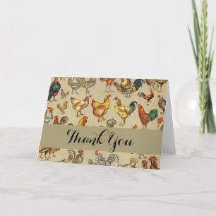 Rooster Chicken Farm Animal Poultry Country Thank You Card