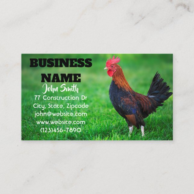 Rooster Chicken Farm Business Card (Front)