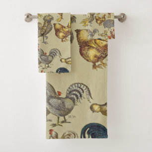 Rooster Chicken Farm Country Animal Bath Towel Set