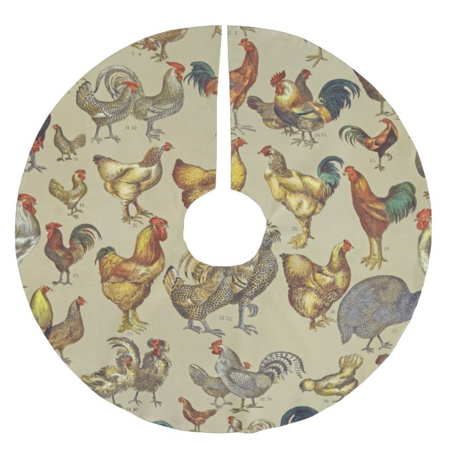 Rooster Chicken Farm Country Animal Brushed Polyester Tree Skirt (Front)