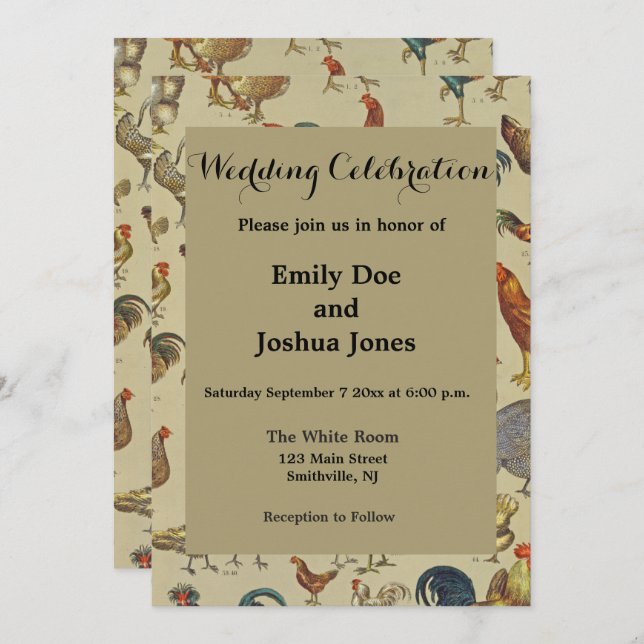 Rooster Chicken Farm Country Animal Invitation (Front/Back)