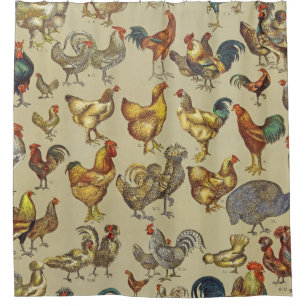 Rooster Chicken Farm Country Animal Shower Curtain