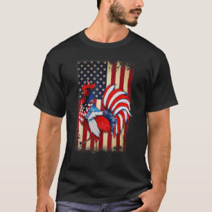 Rooster Chicken Farm Farmer 4th of July American F T-Shirt