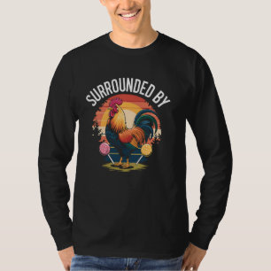 Rooster Chicken Farmer Funny Retro Sunset Farm Gif T-Shirt
