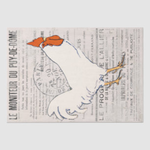 Rooster Chicken Farmhouse French Text Decoupage Tissue Paper