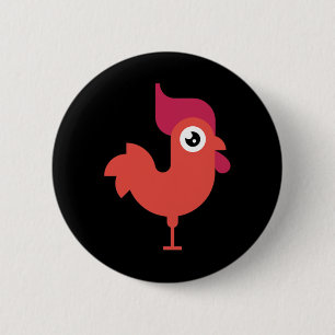 Rooster Chicken Game Graphic Animal Mascot Design 6 Cm Round Badge