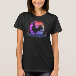 Rooster Chicken Retro 80s Style Sunset Farmer Gra T-Shirt