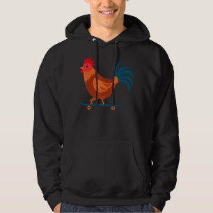 Rooster Chicken Skateboard Farm Poultry Skateboard Hoodie