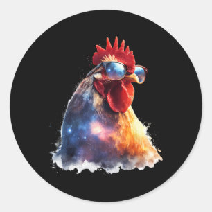 Rooster Chicken With Sungles Motif Cool Chicken Ro Classic Round Sticker