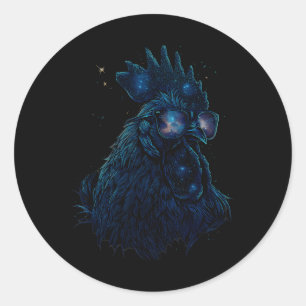 Rooster Chicken With Sungles Motif Cool Chicken Ro Classic Round Sticker