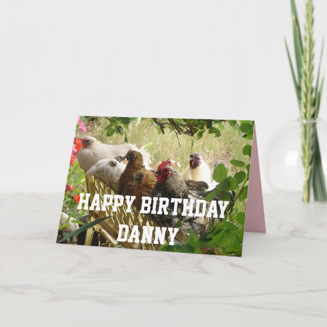 Rooster Chickens Happy Birthday from Us All Card (Front)