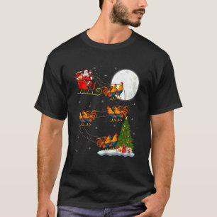 Rooster Chickens Santa Sleigh Flying Funny Magical T-Shirt
