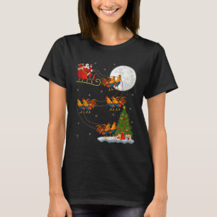Rooster Chickens Santa Sleigh Flying Funny Magical T-Shirt