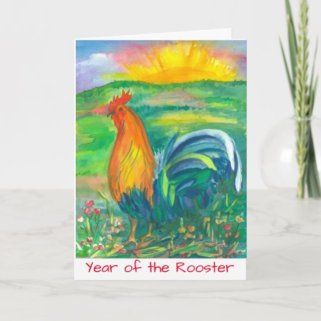 Rooster Chinese New Year Holiday Card (Front)