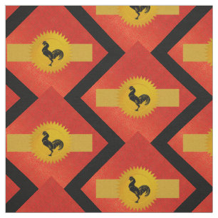 Rooster Chinese Zodiac   Red, Gold and Black Fabric