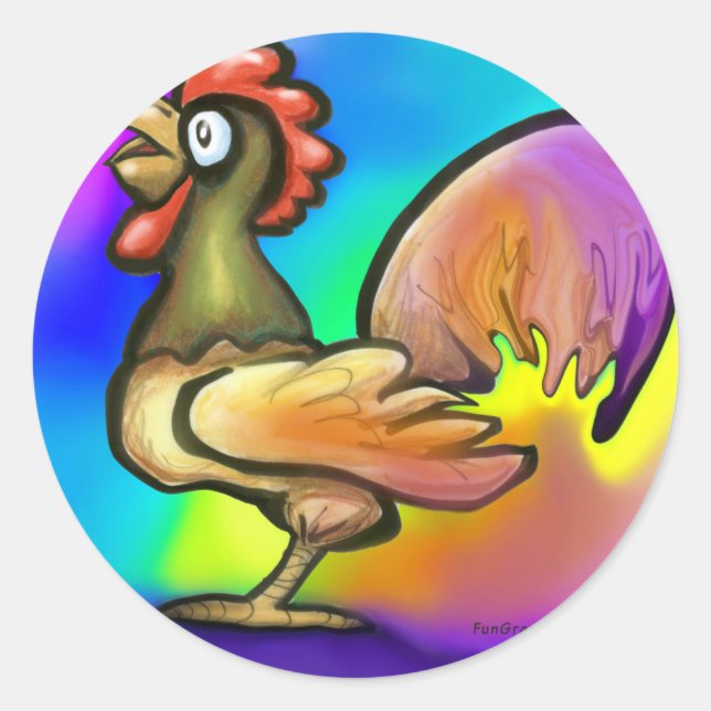 Rooster Classic Round Sticker (Front)
