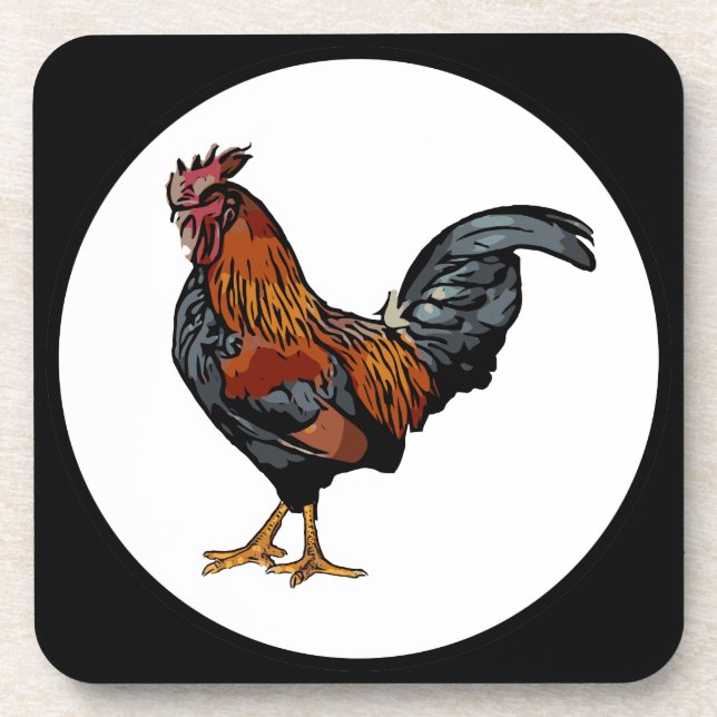 Rooster coasters with cork back - set of 6 (Front)