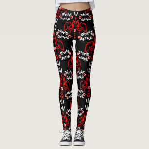 Rooster Cockerel Nordic Scandinavian Folk Art   Leggings