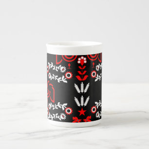 Rooster Cockerel Scandinavian Folk Art Bone China Mug