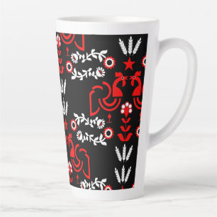 Rooster Cockerel Scandinavian Folk Art Latte Mug