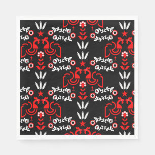 Rooster Cockerel Scandinavian Folk Art Napkin
