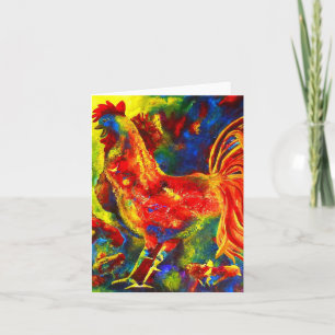 Rooster Colourful Card