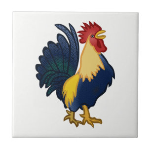 Rooster Colourful Chicken Farm Cartoon Tile
