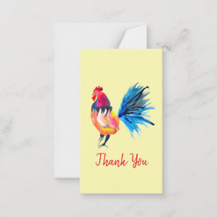 Rooster colourful watercolor illustration card