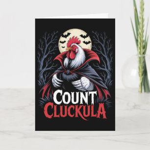 Rooster Count Cluckula Funny Halloween Vampire Far Card
