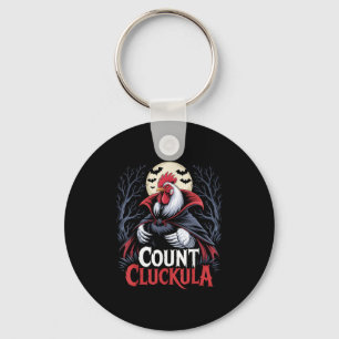Rooster Count Cluckula Funny Halloween Vampire Far Key Ring