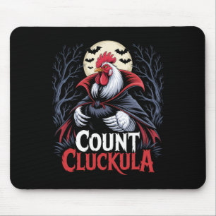 Rooster Count Cluckula Funny Halloween Vampire Far Mouse Pad