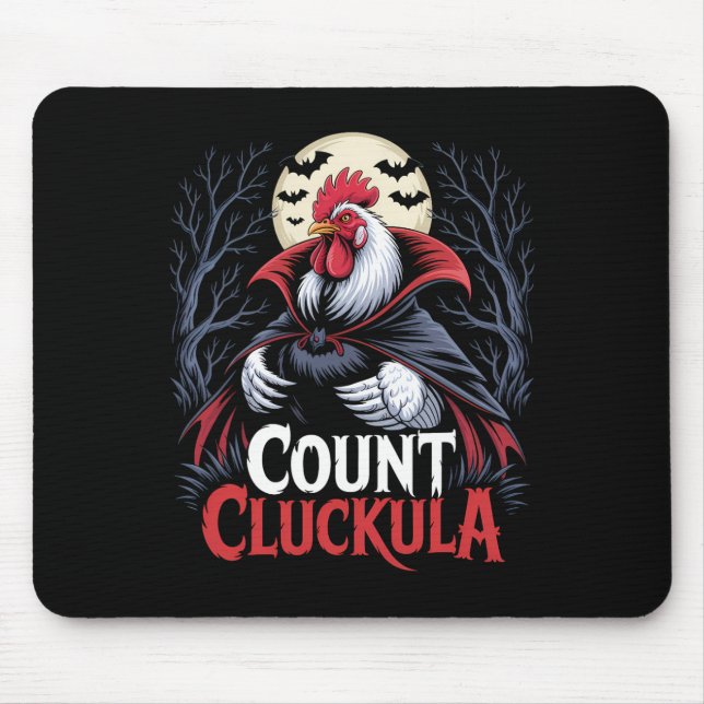 Rooster Count Cluckula Funny Halloween Vampire Far Mouse Pad (Front)